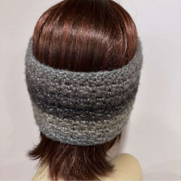 Starry night sparkle, winter headband/ear, warmer, 4” x 22”, gray tones - Picture 7 of 8